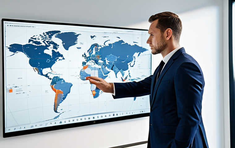 A professional man in a modest business suit, standing in a sleek, modern office, thoughtfully reviewing a large digital strategic map displayed on a transparent screen. He has a focused expression, gesturing with one hand towards the detailed plan. The office features minimalist design and natural light. Fully clothed, appropriate attire, safe for work, perfect anatomy, correct proportions, natural pose, well-formed hands, proper finger count, natural body proportions, professional photography, high quality, professional.
