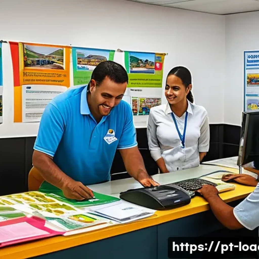 지방행정사로 일하며 배우는 점 - A community administrative office scene in a Brazilian city, showing a diverse group of local govern...
