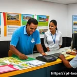 Home 19 지방행정사로 일하며 배우는 점 - A community administrative office scene in a Brazilian city, showing a diverse group of local govern...