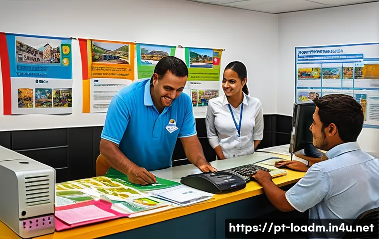 지방행정사로 일하며 배우는 점 - A community administrative office scene in a Brazilian city, showing a diverse group of local govern...